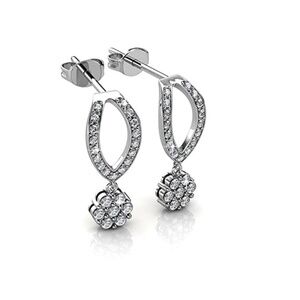 NWT CATE & CHLOE Brynn White Gold Plated Crystal Dangle Earrings